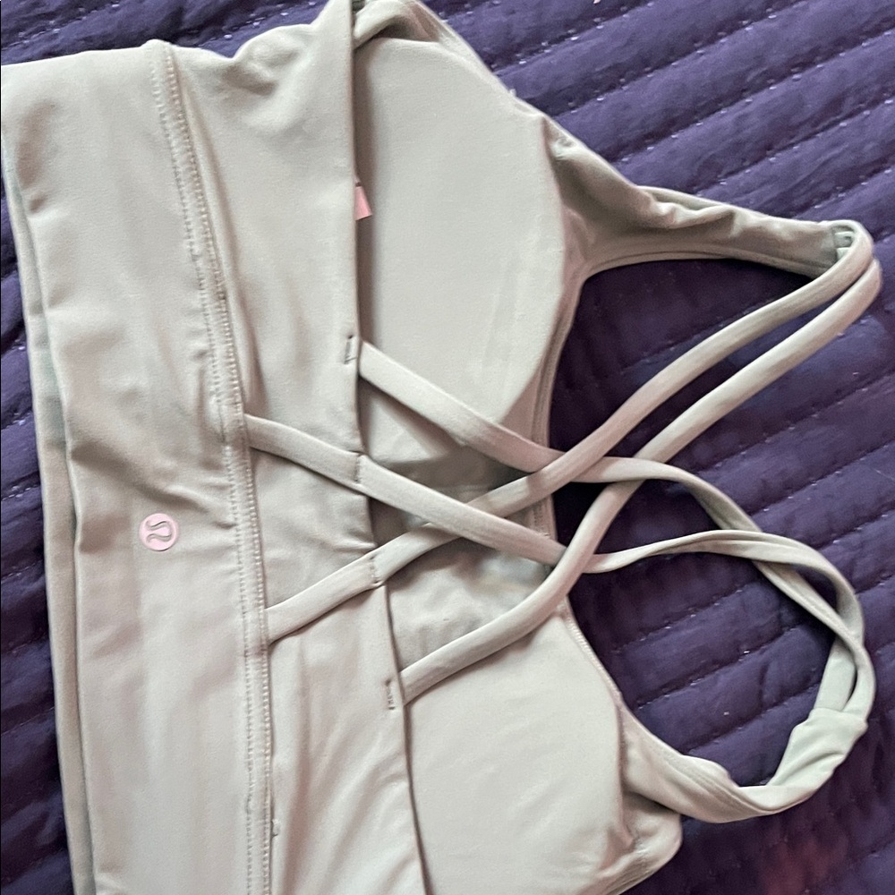 lululemon athletica light beige strappy sports bra